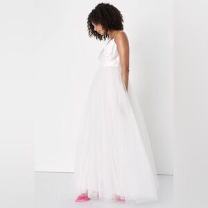 NEW Lulus Small Spellbinding‎ Beauty White Glitter Sleeveless Tulle Maxi Gown